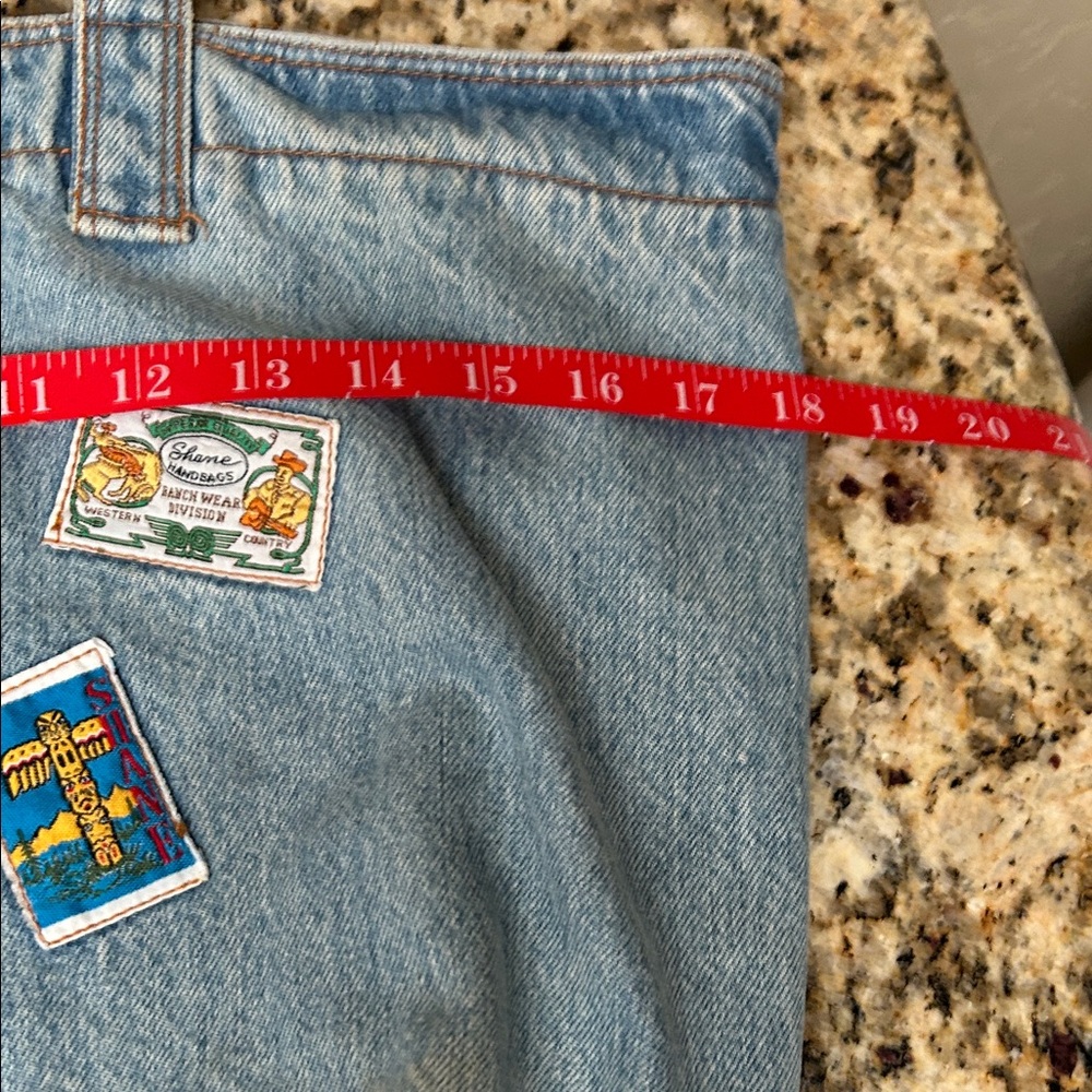 Vintage Hand Crafted Denim Tote with Colorful Patches - Picture 8 of 15